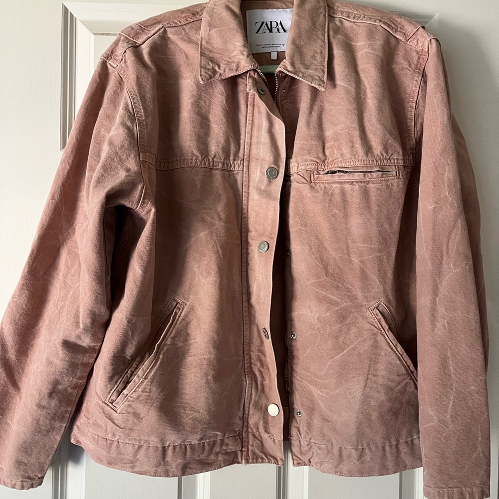 Zara Women's Dusty Pink Jean Jacket